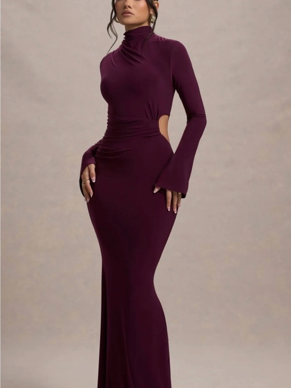 Club L London Deep Plum Anderson Maxi Dress
